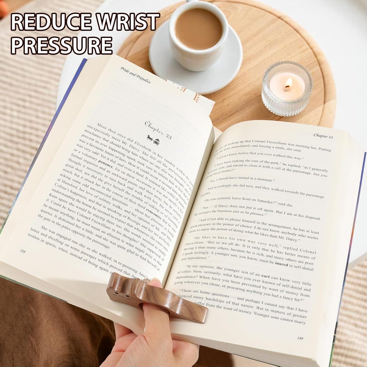 3Pcs Walnut Book Thumb Page Holder Set Cat Dog Bird Bat Bookmark Heart Beard Wood Thumb Bookmarks Christmas Gifts for Women Men Readers Writer Book Lover (PH0678-Heart+Cat+Dog)