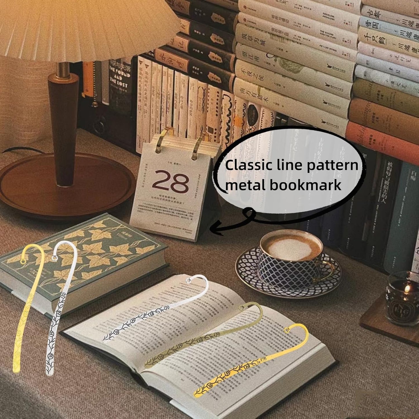 20 Pack Metal Bookmark, Metal Bookmark Hairpin Hook Carved Antique Vintage with Loop Book Markers Embossed Bookmarks, Jewelry Making Charms