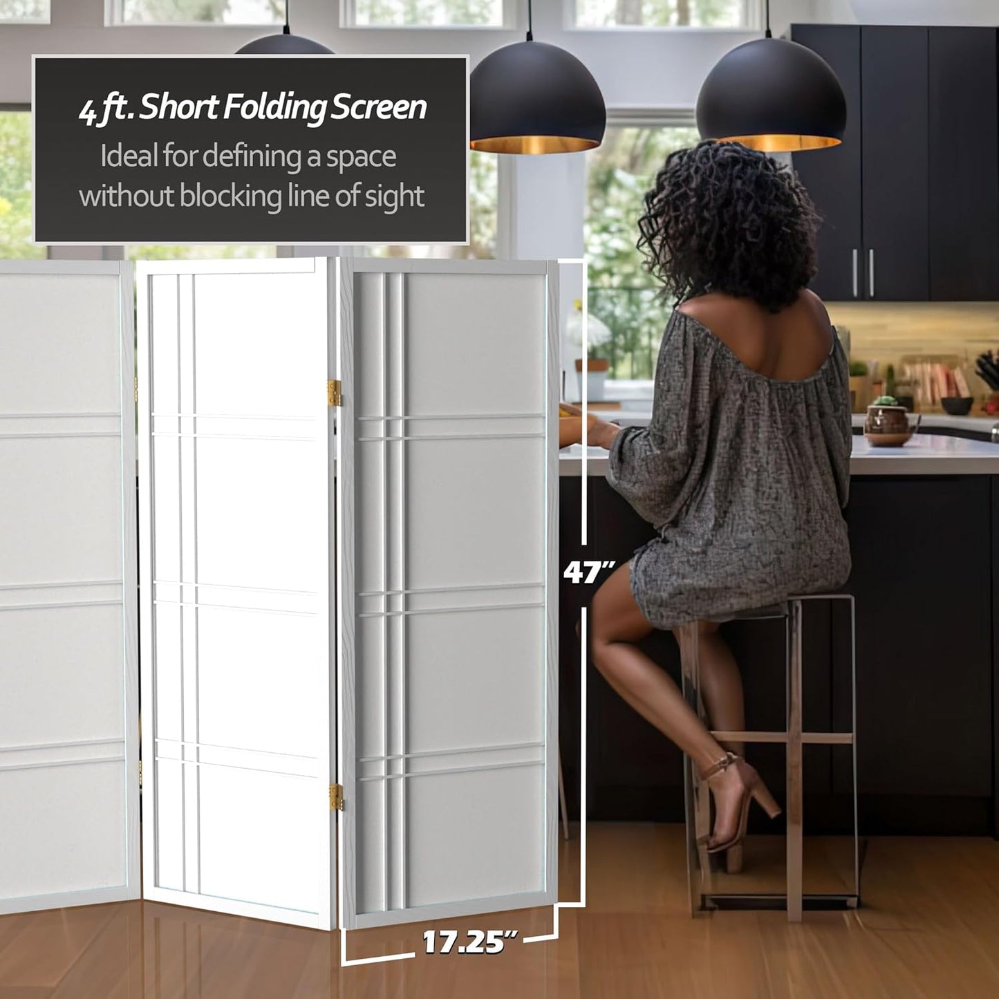 4 ft. Short Double Cross Shoji Screen - White - 5 Panels