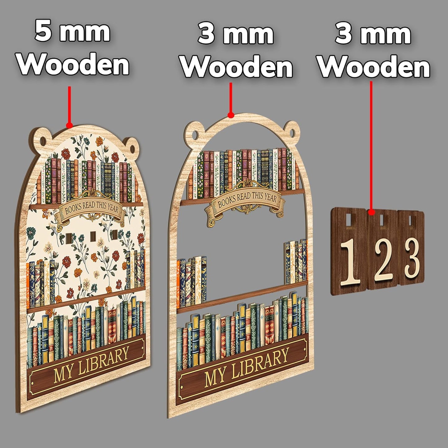 Book Lover Gifts Books Read This Year Counter, Books Read Tracker Sign Accessories for Readers, Bookworm Gift, Librarian Club Bookworms Gifts, Reading Motivation Display Track Up to 999 Books