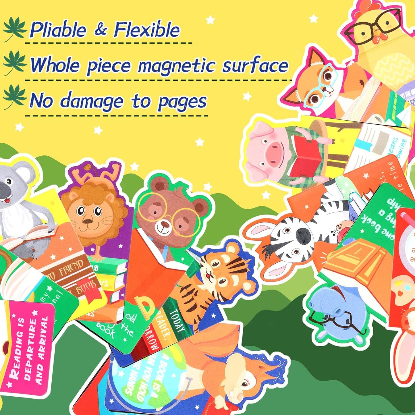 30 Pieces Cute Animal Magnetic Bookmarks for Kids Magnet Bookmark Clips Magnetic Page Marker Book Clips for Kid Student Teacher Reading Learning Supplies Party Favors