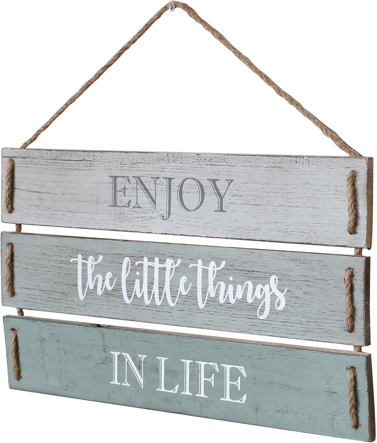 Barnyard Designs Enjoy The Little Things In Life Quote Wall Decor, Decorative Wood Plank Hanging Sign 17” x 10.25”