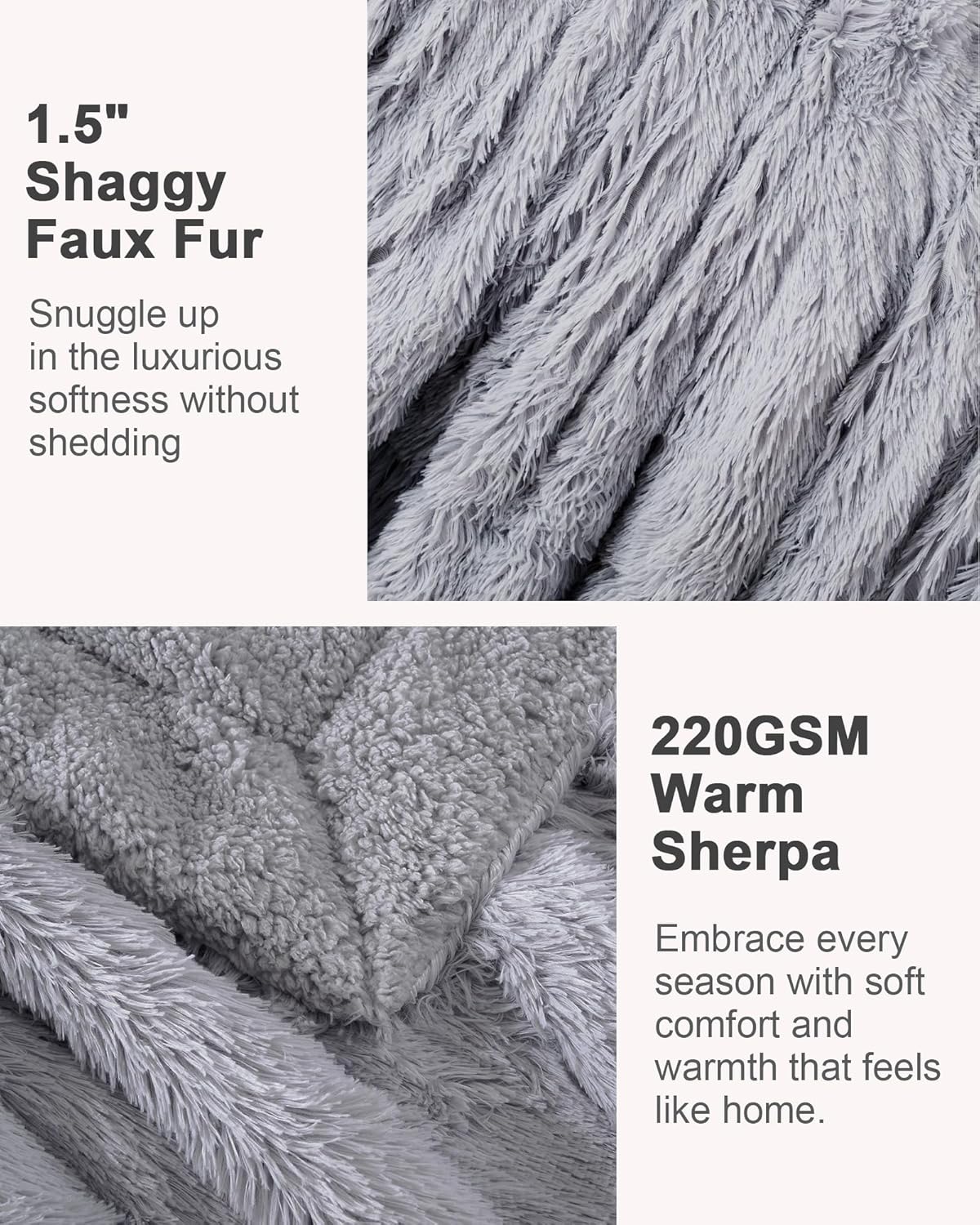 Super Soft Fluffy Faux Fur Throw Blanket for Couch, Fuzzy Sherpa Fleece Cozy Warm Gifts for Women, Room Decor Christmas Plush Thick Throw for Men, Minky Teen Gifts Winter Bedding, 50" x 60"