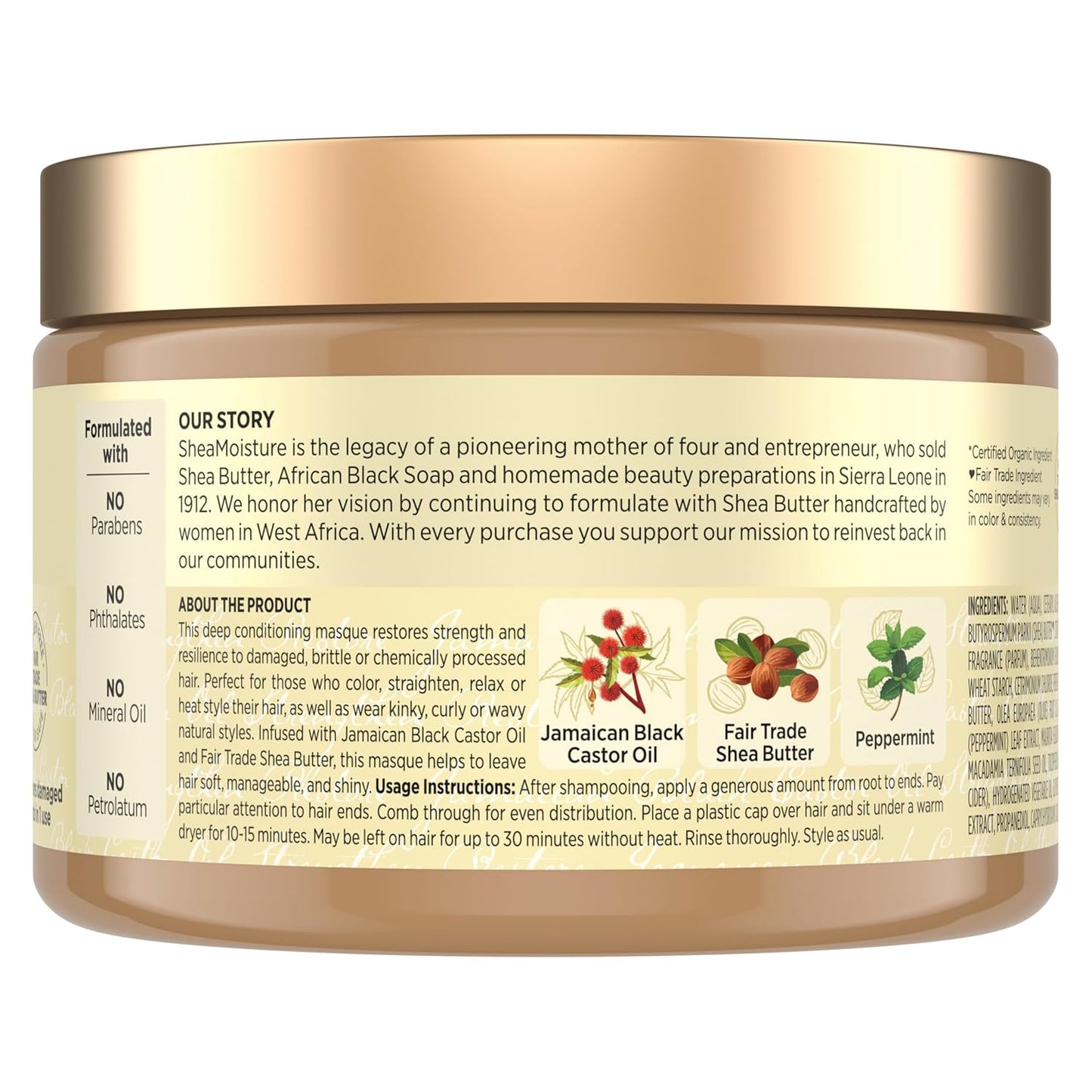 SheaMoisture Jamaican Black Castor Oil Treatment Masque Jamaican Black Castor Oil For Dry Hair Paraben Free Hair Mask 11.5 oz