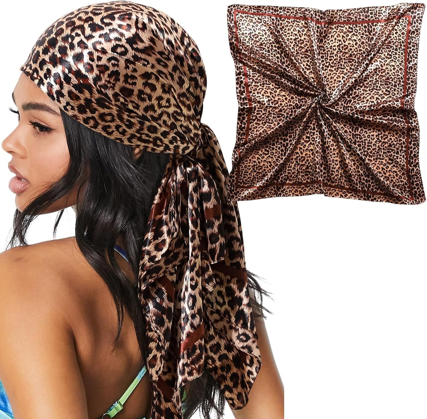 35" Large Satin Head Scarf for Women Silk Hair Scarf Solid Color Hair Bandana for Night Hair Wrap Sleeping