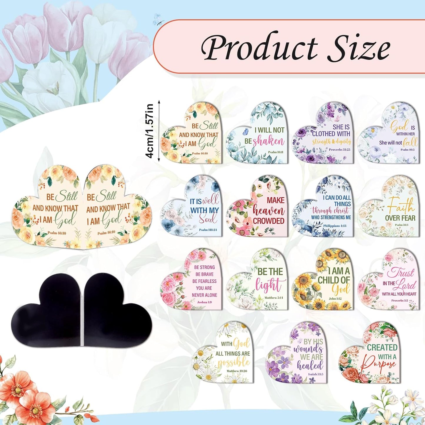 Christian Bible Magnetic Bookmarks Gifts - Wxiben 30 Pcs Inspirational Bookmarks for Women Bible Verses Floral Heart Book Mark Magnetic Page Clips Religious Gift for Church Reading Book Lovers Student