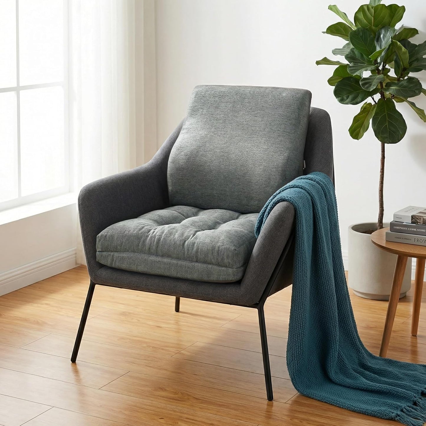 baibu Memory Foam Small Recliner Cushions with Lumbar Support Pillow Set, 18x16x4 Inch Dual-Layer Design Non-Slip Recliner Seat Cushion & Back Support Pillow for Reduce Hip & Lumbar Pain, Grey