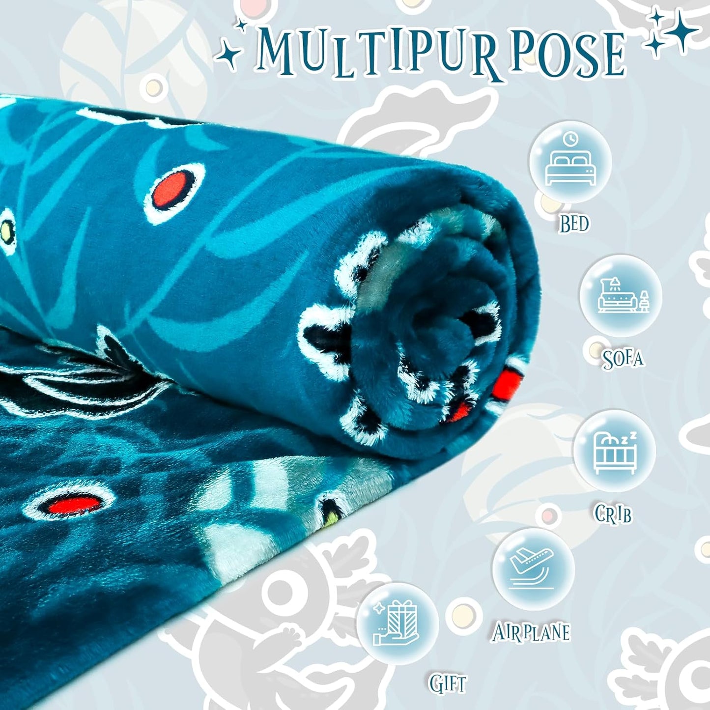 BORORO Twin Size Blanket for Bed Couch - Black Axolotl Blanket Gifts for Boys Girls Women, Blue Soft Salamander Twin Fleece Bedding Throws for Bedroom Decor 60x80 inches