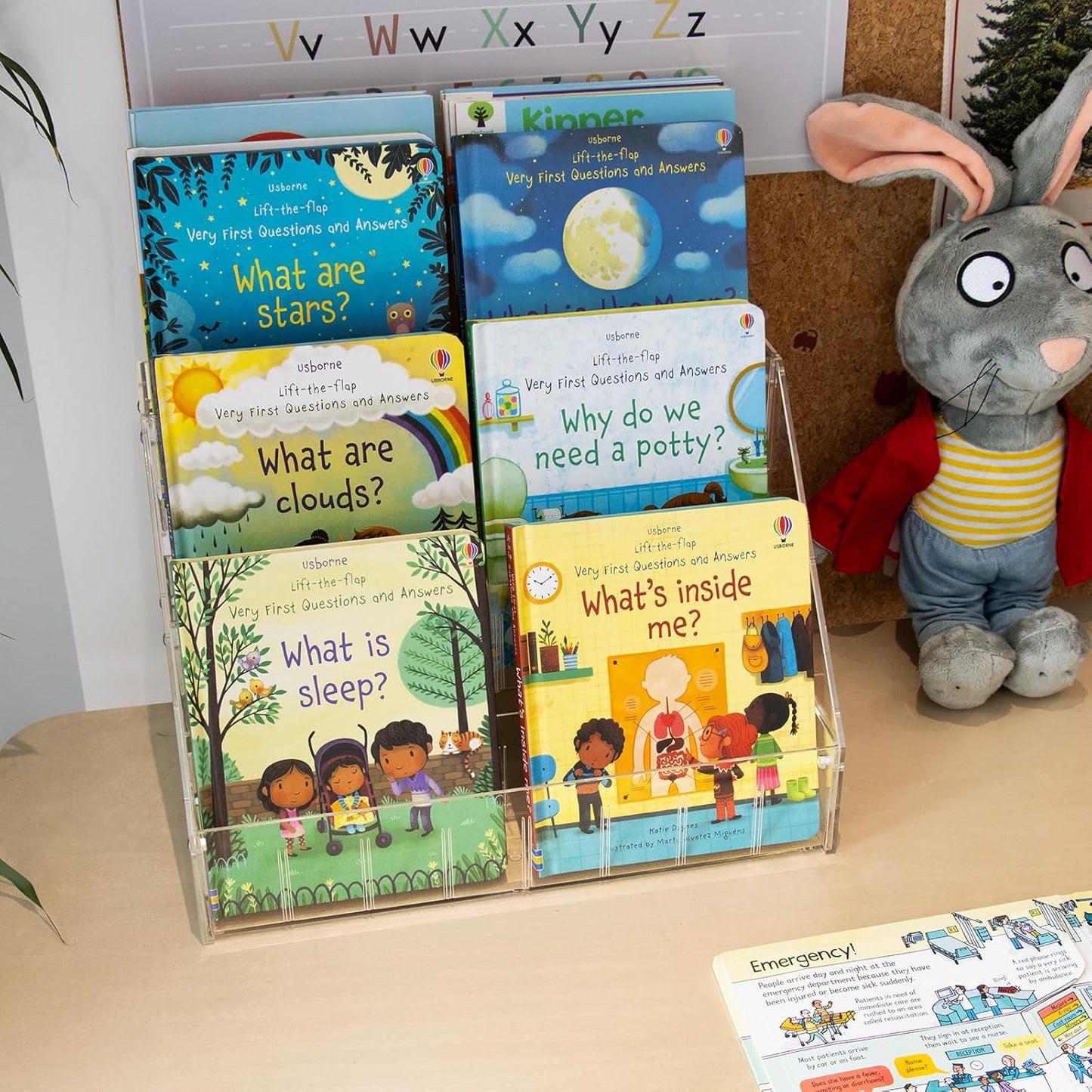 Small Kids Bookshelf, Portable Clear Book Shelf, Desktop Book Display, Tabletop Book Organizer for Kids and Toddler in Nursery, Baby Room, Playroom