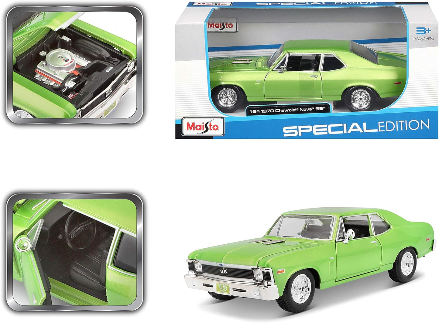 Maisto 1:24 Scale 1970 Chevrolet Nova SS Diecast Vehicle (Colors May Vary) , Green