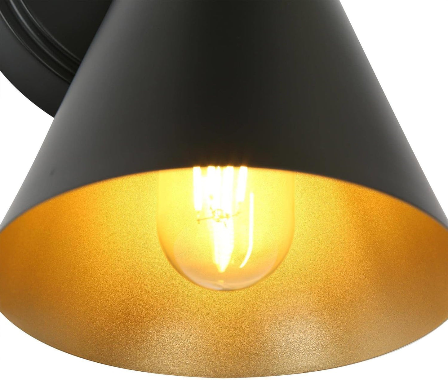 Sconce Wall Lighting, 1 Light Black Gold Wall Sconce Light Fixture, Modern Farmhouse Wall Mounted Light with Metal Shade for Bedroom, Living Room, Balcony, Matte Black and Brushed Gold Finish
