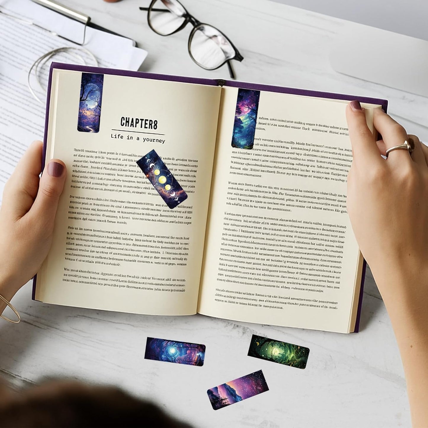 Fantasy Magnetic Bookmarks for Women - 48 PCs Starry Night Moon Book Mark Gifts Bulk Cool Personalized Unique Magnet Page Markers Clips Reading Men Kids Student School Birthday Accessories