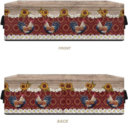 Storage Bins for Shelves, Rooster Storage Basket with 2 Handles, Decorative Fabric Closet Organizers and Storage for Organizing Home, Office, Dormitory, 13.9x7.1x4.4 Inches