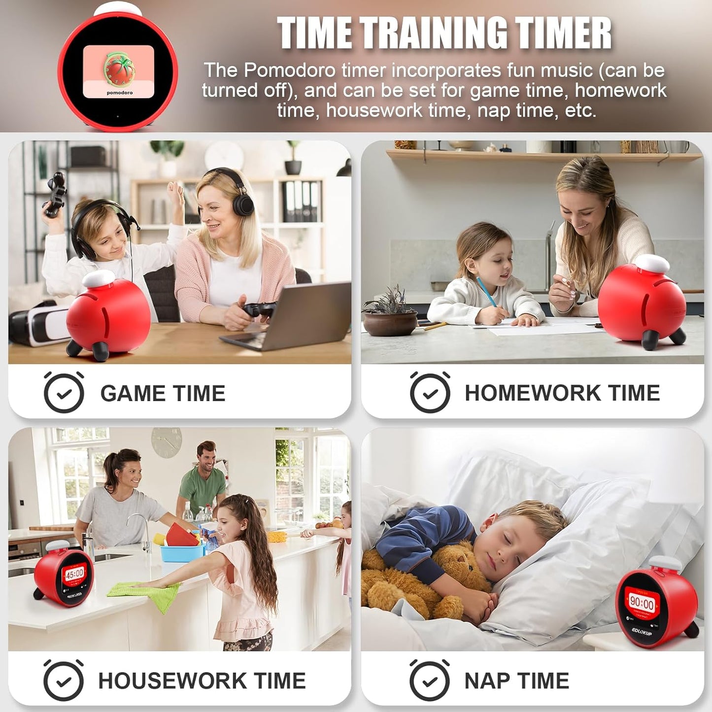 Smart Alarm Clock for Kids, AI Voice Assistant Clock with Chat, Ok to Wake Clock, 12 White Noise Sounds, Sleep Trainer, Time Management Tool, Music Player via TF/MP3 Card, Weather Forecast