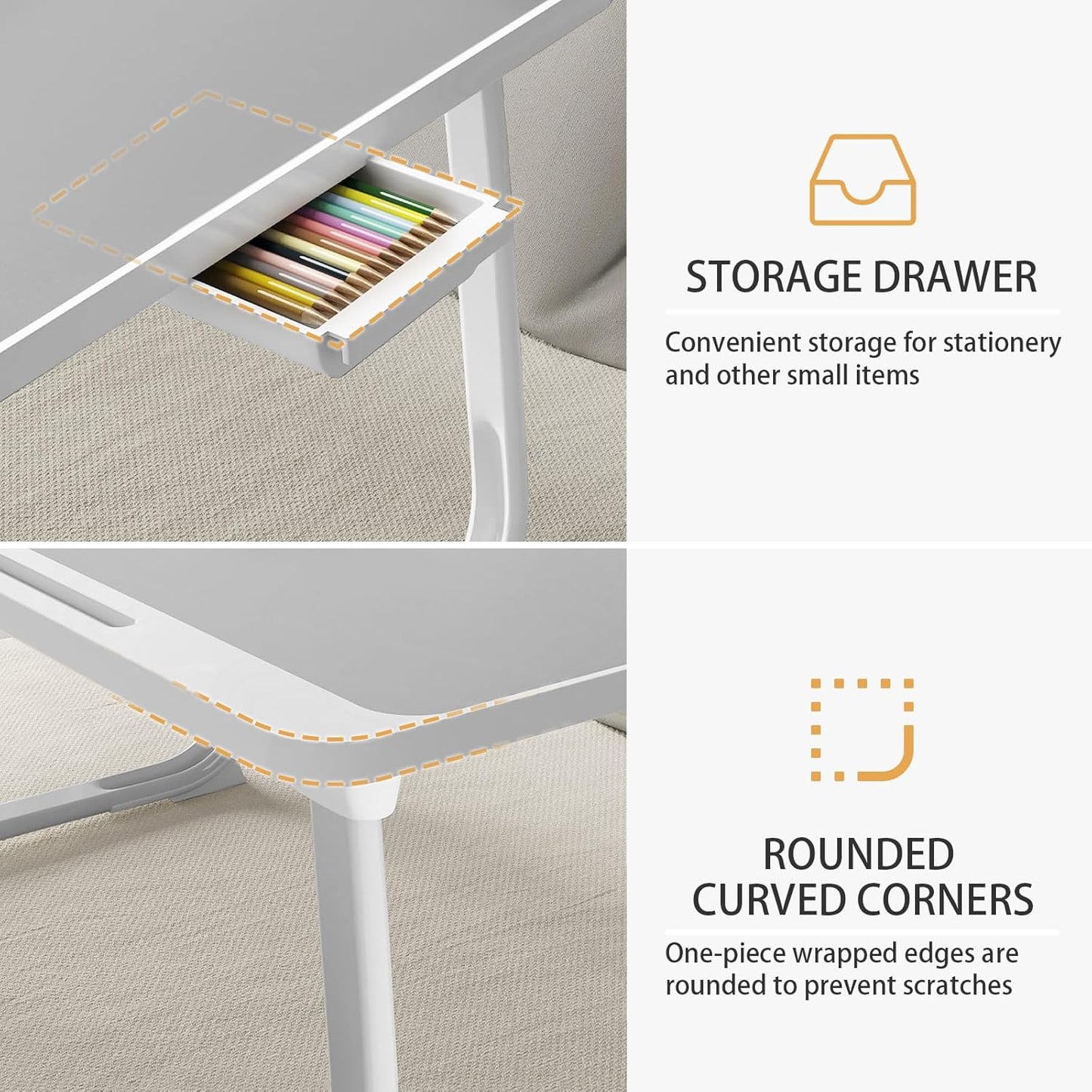 Laptop Desk for Bed, Laptop Bed Tray Table, Foldable Lap Tablet Table with Storage Drawer and Bookstand, Lap Desks Bed Trays for Sofa Couch Floor (Grey)