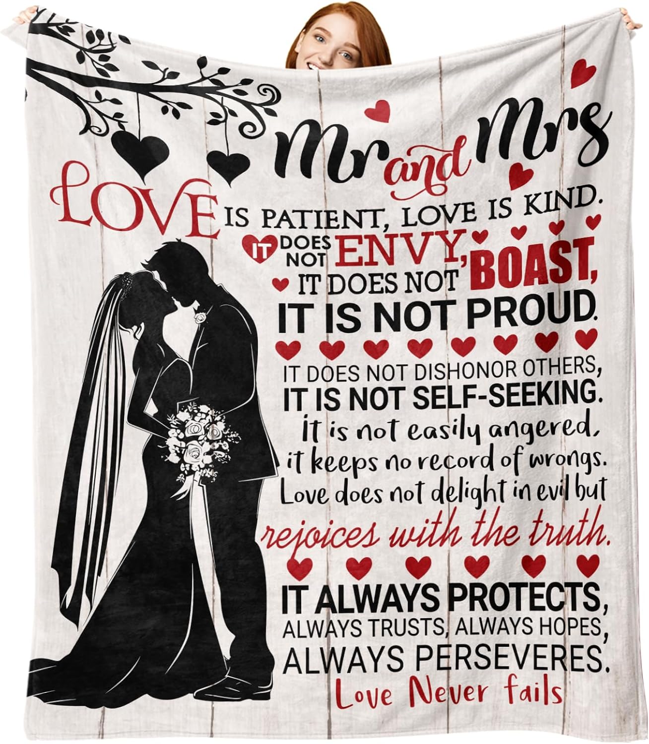 Wedding Gifts for Couples Flannel Throw Blanket, Bridal Shower Gift for Bride Newlyweds, Marriage Prayer Engagement Ideas, Romantic Present for Mr and Mrs Women Men 50" x 60"