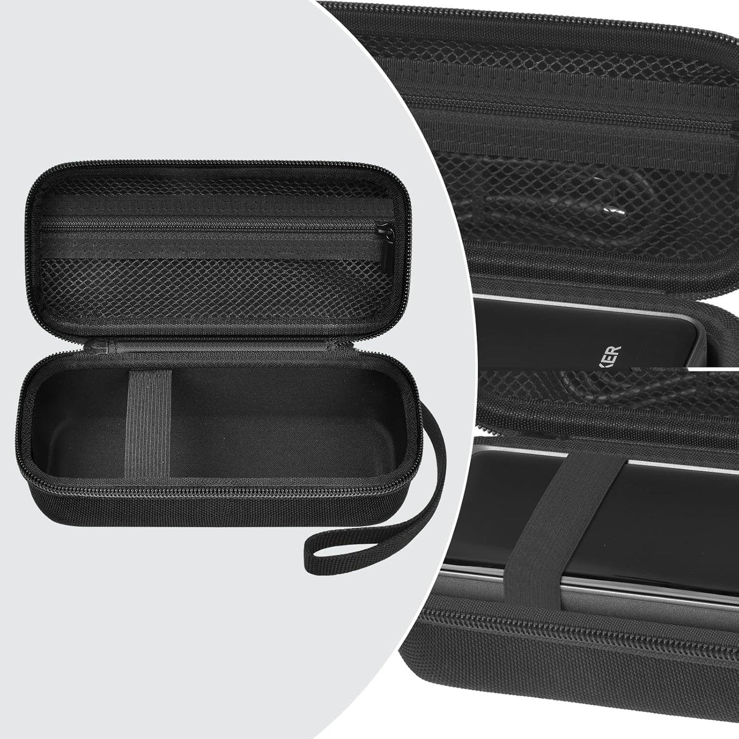 Travel Case Compatible with Anker Prime Power Bank, 27,650mAh 3-Port 250W Portable Charger Protective Storage Bag for USB Cable & Accessories (Box Only) (Black+Black Zipper)