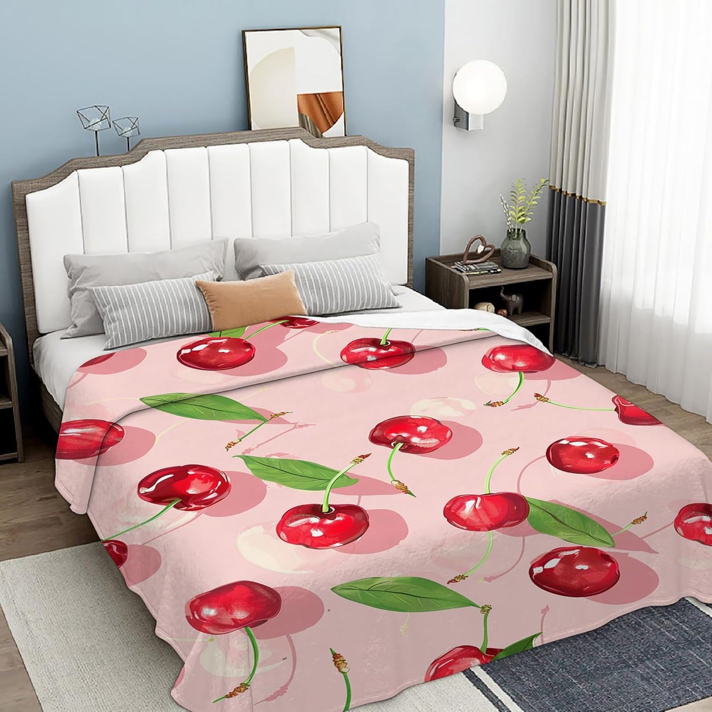 Cartoon Cherry Blanket Gfits for Women Men Kids Summer Throw Blankets Soft Lightweight for Home Decor Couch Bed Sofa 50x60 Inches
