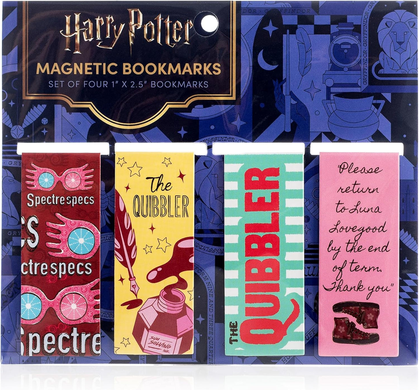 Conquest Journals Harry Potter The Quibbler Magnetic Bookmarks, Set of 4 Page Clips, Sturdy Cardstock Book Markers with Strong Magnets, 1'' x 2.5'', Officially Licensed
