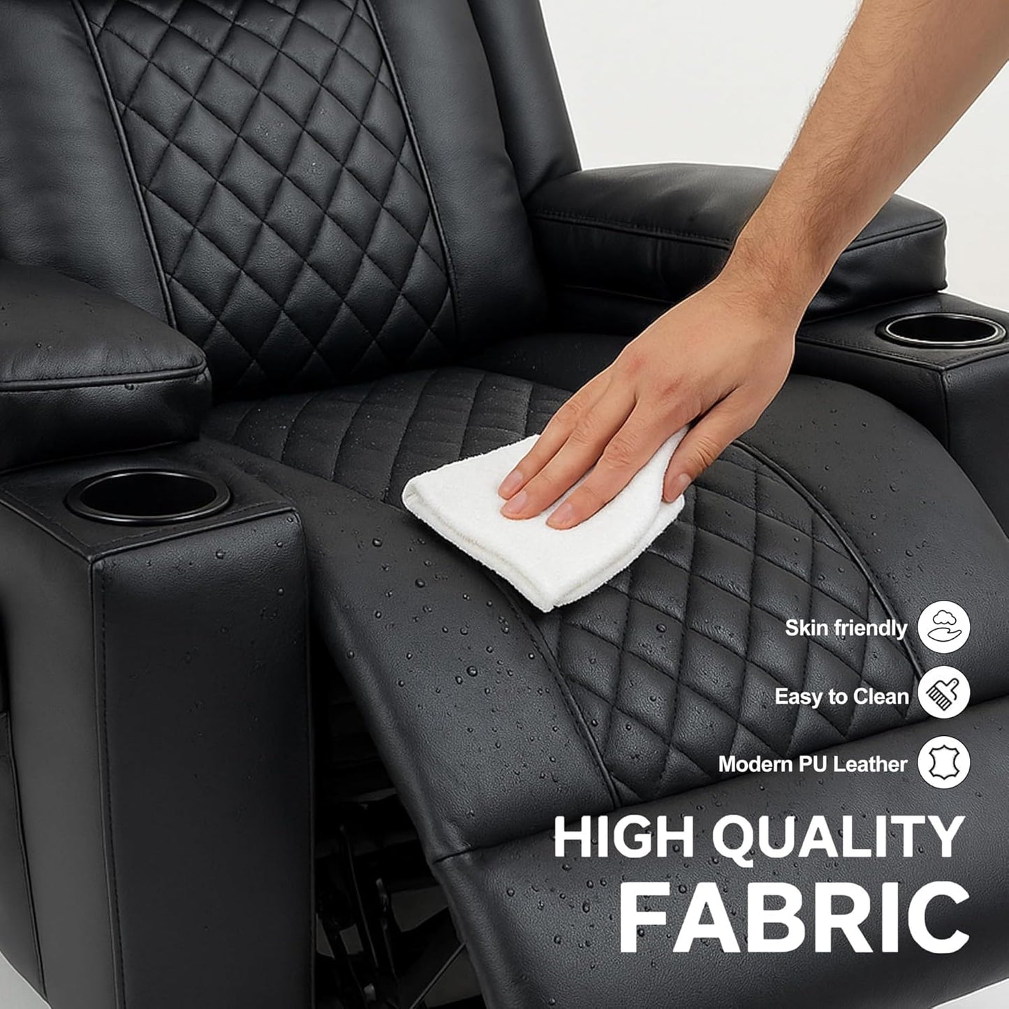 Electric Lift Recliner Chair for Seniors with Full-Body Vibration Massage, Heated Lumbar Support, PU Leather Sofa with Cup Holders Adjustable Footrest, Perfect for Living Room or Home Theater, Black