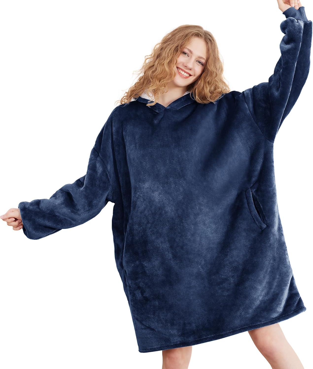 AmyHomie Wearable Blanket Hoodie for Adults & Teens,Oversized Sherpa Hooded Blanket,Warm Cozy Blanket Sweatshirt as Christmas Birthday Gifts for Women Men