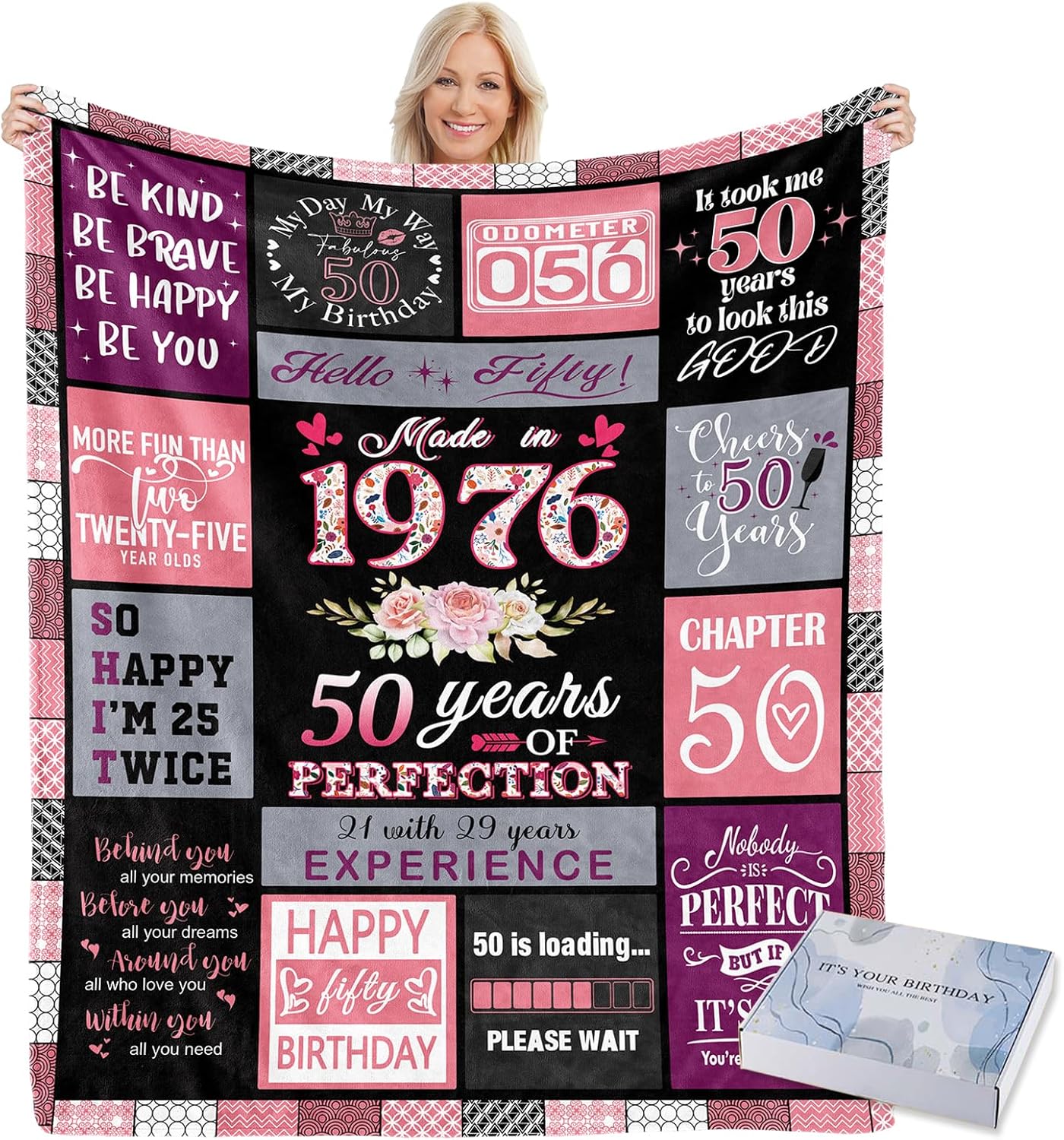 50th Birthday Gifts for Her 50 Year Old Gift for Woman 50th Birthday, 1976 Blanket Gifts for Women Friends