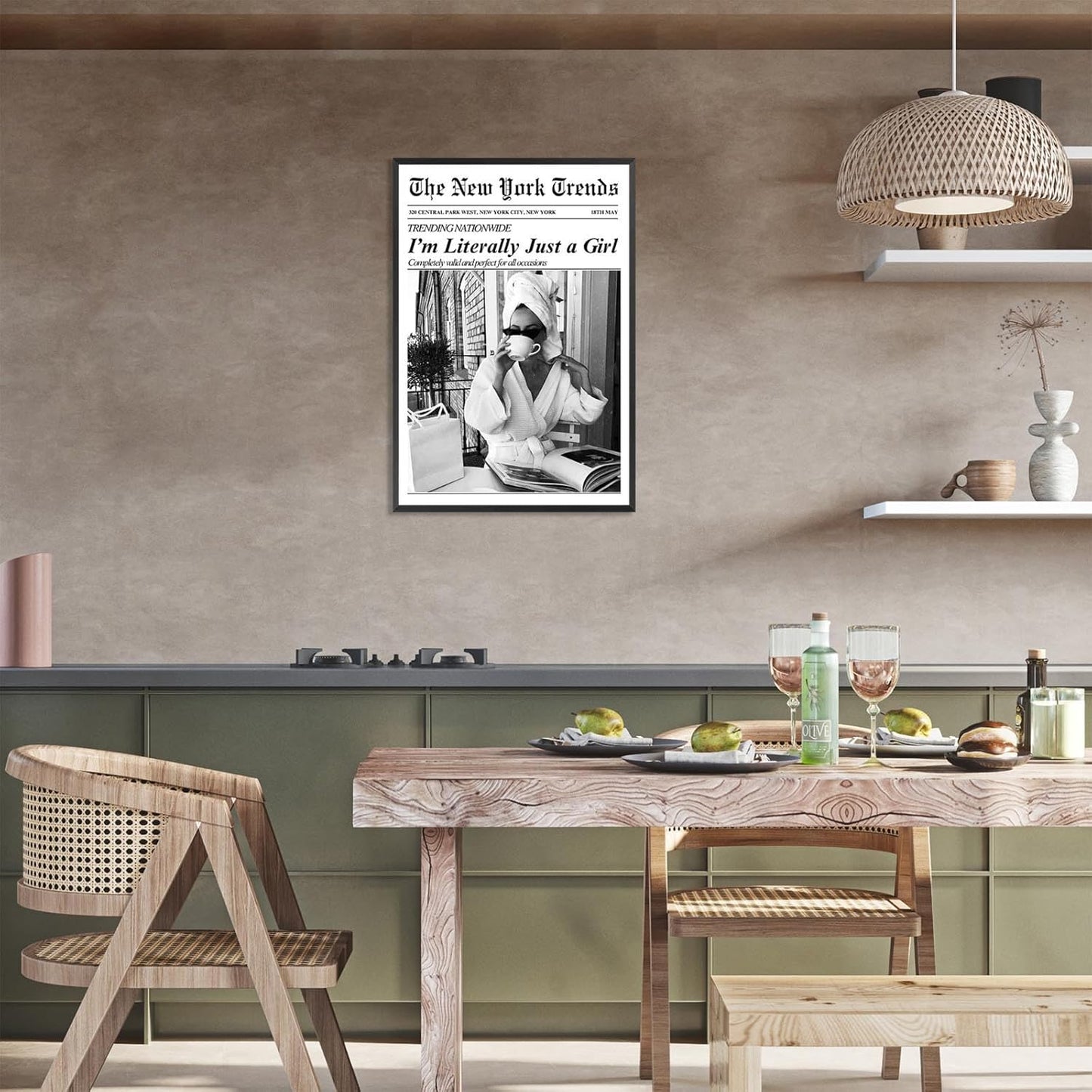 Vintage Black White Newspaper Wall Art I'M Literally Just A Girl Poster Feminist Shopping Girl Canvas Print Wall Decor For Dorm Room Bedroom Bathroom 12X18 in Unframed