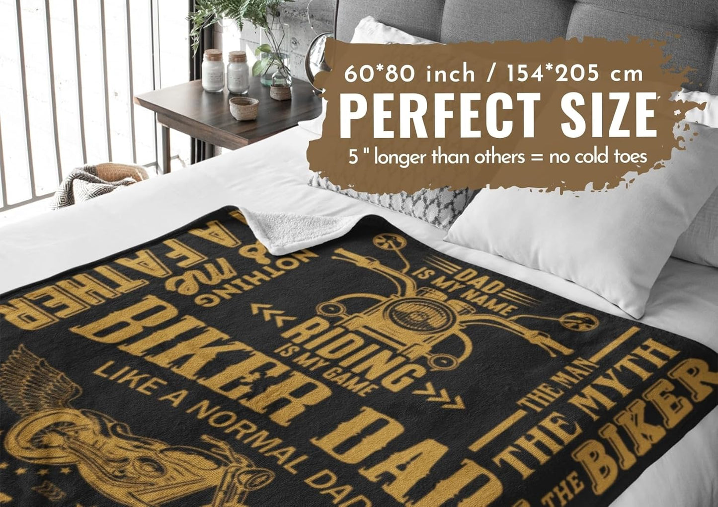 InnoBeta Motorcycle Dad Gifts, Throw Blanket for Cooler Biker Dad, Grandpa, Motorbike Lover Biker Rider Father, Father's Day, Christmas, Birthday - 60 x 80 inches