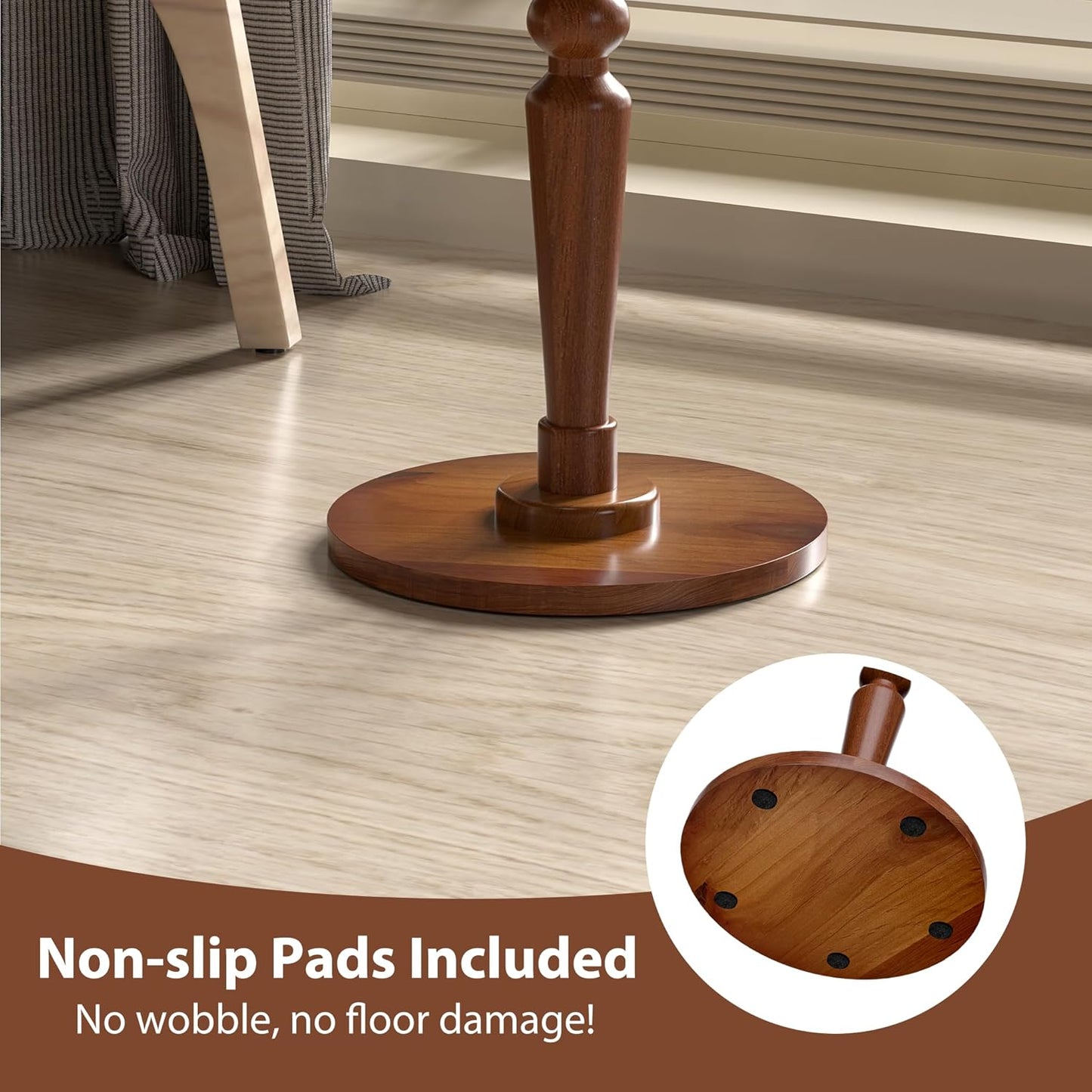 Small Wooden Round Side Table - Accent Nightstand Pedestal Table for Living Room, Bedroom - Compact Coffee Table, Tea Table, Drink Table, End Table for Small Spaces, Corners, Office