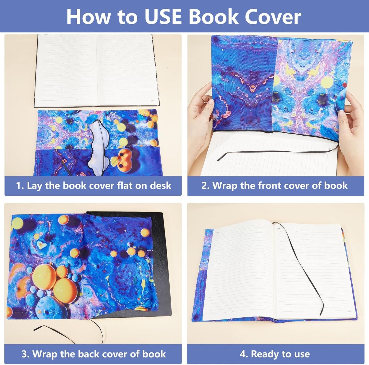 CRASPIRE Flower Book Cover Vintage Dark Floral Pattern Retro Elastic Book Sleeve Adjustable Reusable Washable Cloth Notebook Protector for Paperback Hardcover Bible Readers Gifts