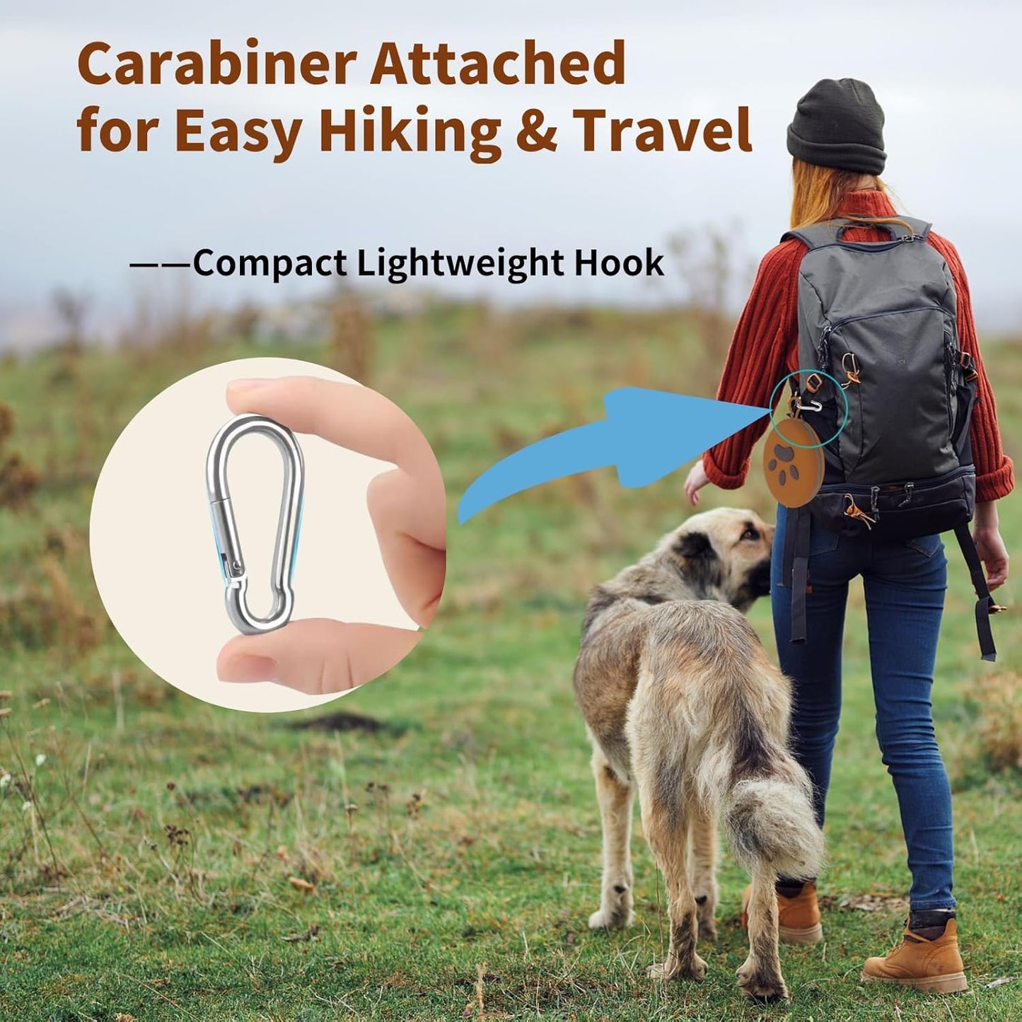 Collapsible Dog Bowls, 2-in-1 Silicone Pet Food and Water Bowl with Carabiner, Portable Double Compartment Dish for Travel, Camping, Hiking Puppy Essentials (Brown)