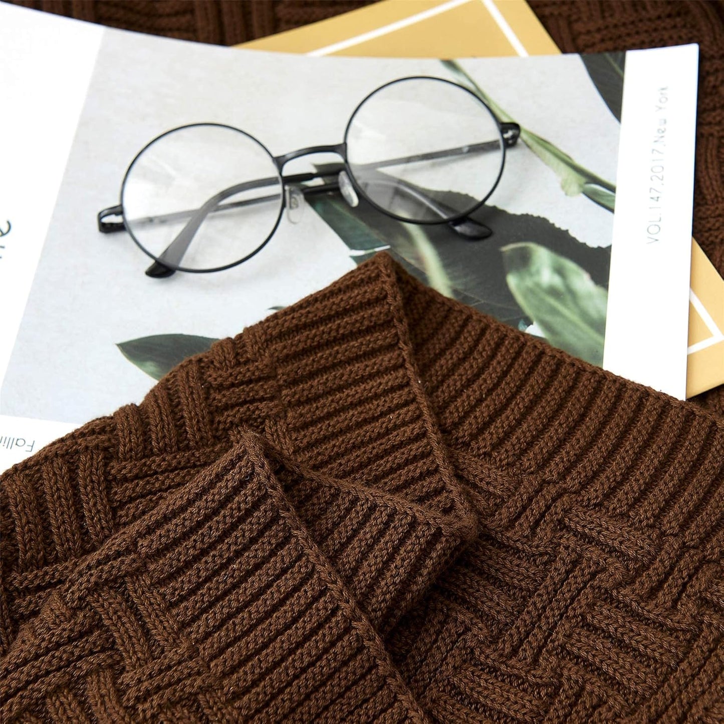 Dark Brown Cotton Knit Throw Blanket for Couch Sofa Bed - Home Decorative Soft Cozy Sweater Woven Fall Cable Knitted Blankets - 2.2 pounds 50 x 60 Inch