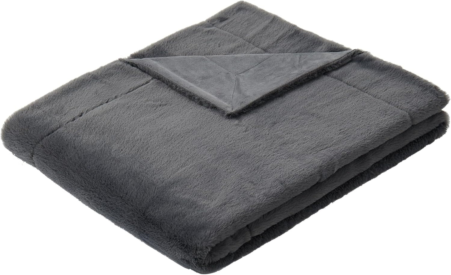 Vince Camuto Faux Rabbit Fur Grey Polyester 1-Piece 60x70 Throw Blanket, Solid Color, 100% Polyester, for Men and Women, Oeko-TEX Certified Confidence