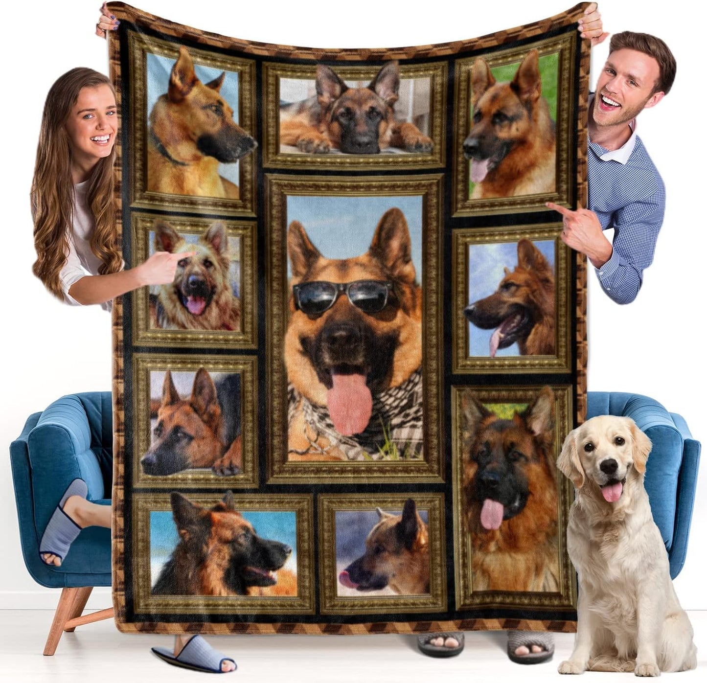 German Shepherd Blanket - Fleece Throw Blanket for Couch Super Soft Cozy Bed Blanket Lightweight Plush Fuzzy Lap Blankets and Throws for Sofa, 50 x 60 Inch, Gift for Dog Lover