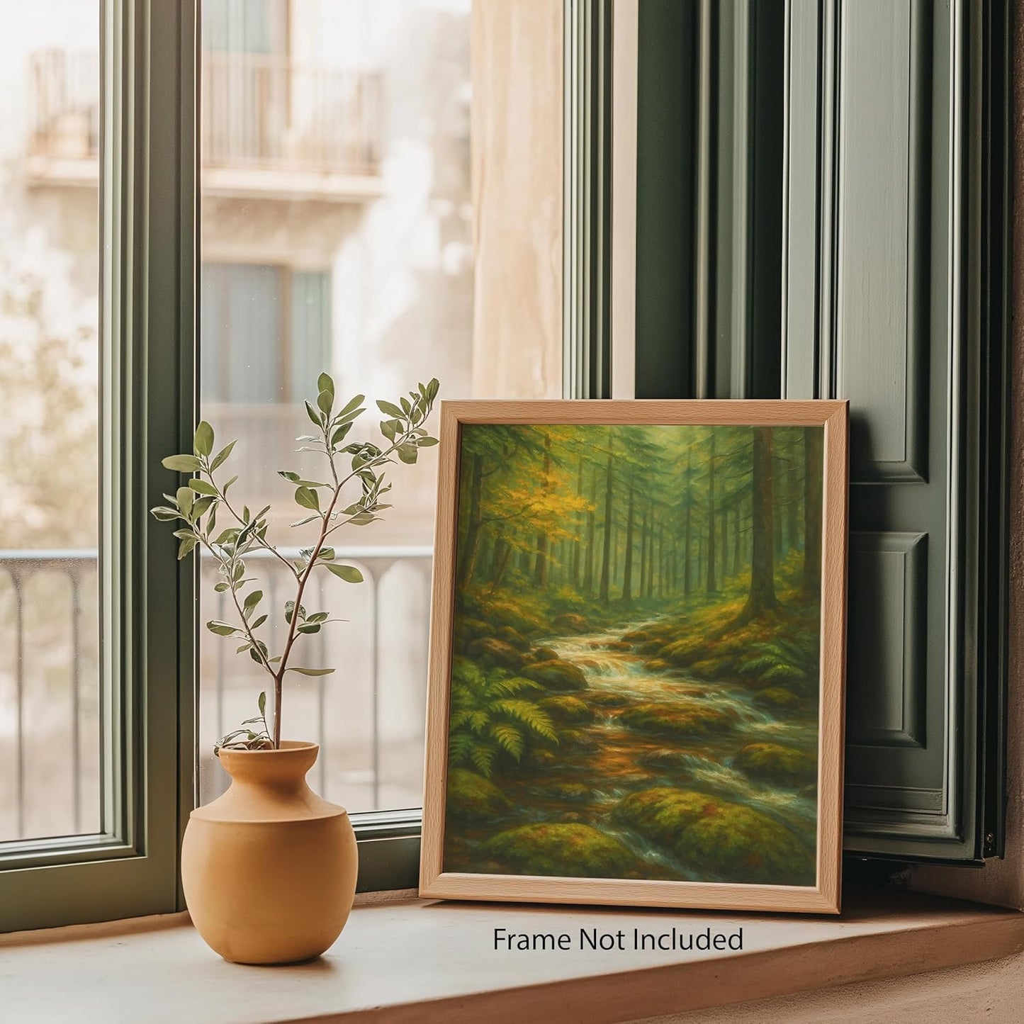 Tranquil Stream in Mossy Forest - Nature Posters for Wall - Scenic Landscape Poster Print for Home Office or Classroom Decor - Forest Poster for Relaxing Earthy Wall Art