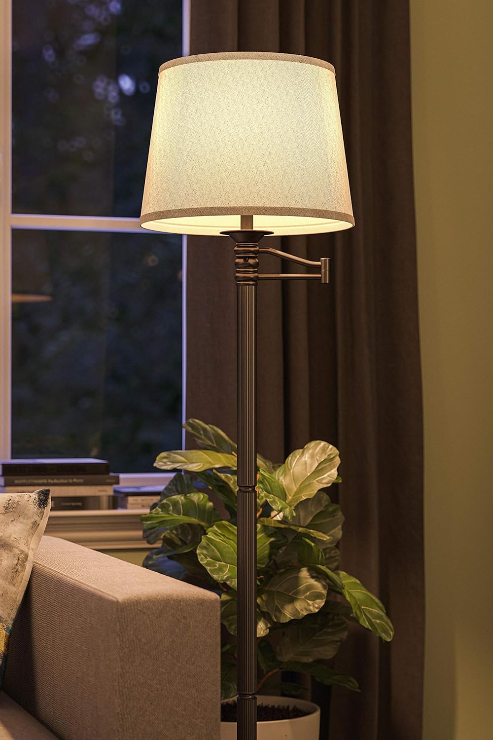 Kenroy Home 32215CBZ Riverside Swing Arm Floor Lamp with Copper Bronze Finish, Classic Style, 59" Height, 24" Width, 18.625" Depth , Small