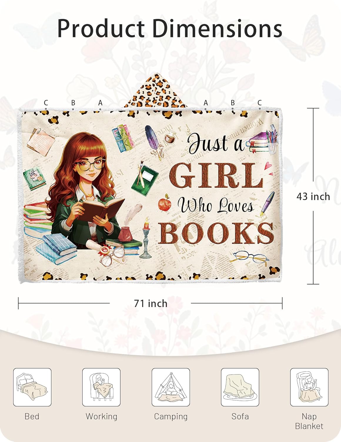 Reading Wearable Blanket Hoodie for Women, Bookish Gifts, Book Lover Gift Ideas, Reading Accessories for Bookworm，Books Gift for Friends Teachers Students on Bookclub Birthday Christmas Teachers Day
