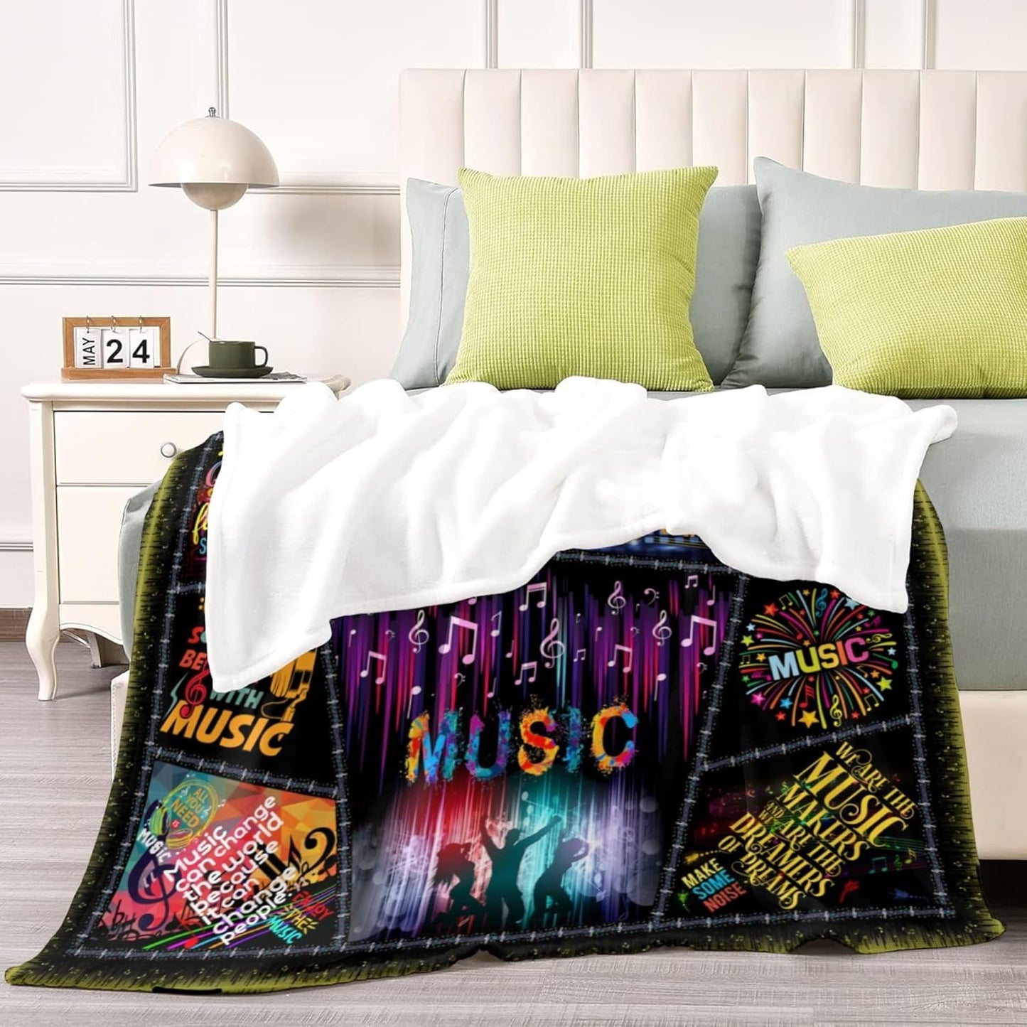 Music Note Blanket Gifts for Men Women Boys Girls Birthday Christmas Valentine Gift Colorful Musical Theme Decor Bedroom Living Room Couch Bed Sofa Soft Cozy Kids Adults Teen Flannel Throws 50"x40"