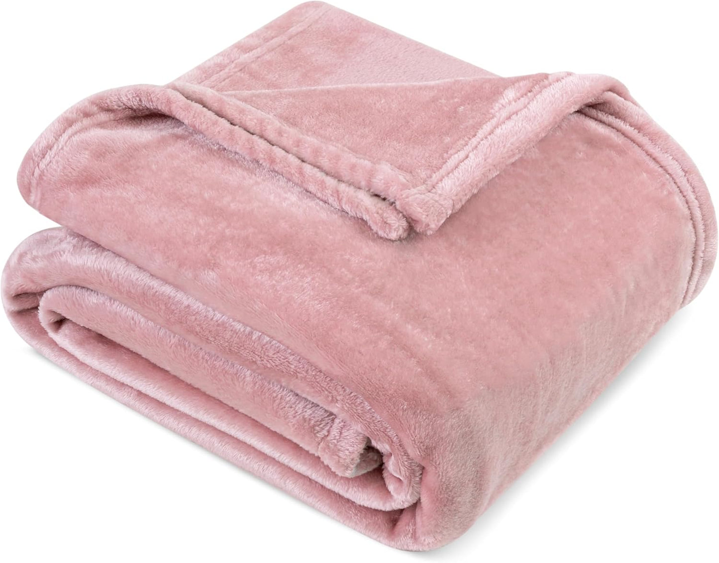 PAVILIA Pink Fleece Throw Blanket for Couch, Blush Pink Soft Fuzzy Flannel Throw for Sofa, Luxury Plush Microfiber Bed Blanket, Cozy Home Decorative Velvet Gift Blanket, 50x60