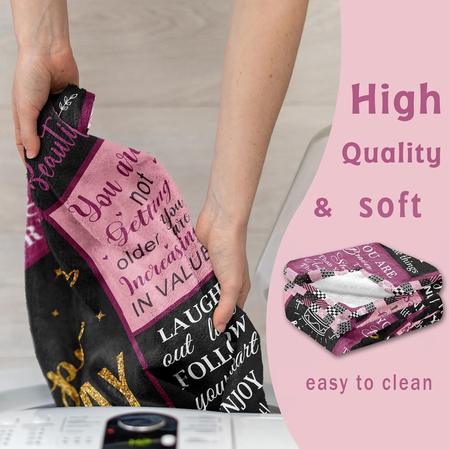 Lcobion Birthday Gifts for Women, Birthday Gifts for Woman Friendship, Gifts for Women Birthday Unique, Happy Birthday Blanket 50" X 60" for Her Woman Mom Wife Grandma Sister Friends Girls