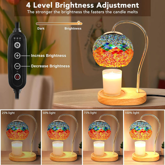 Candle Warmer Lamp with Timer and Dimmer,Electric Wax Warmer Vintage Home Decor for Scented Jar Candles,Birthday Gifts
