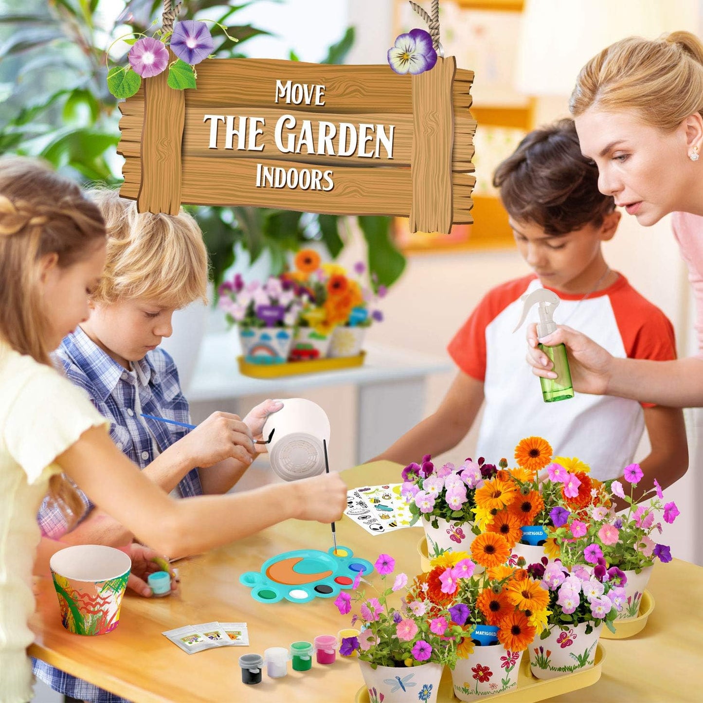 XX Paint & Plant Flower Growing Kit for Kids - DIY Arts & Crafts Garden Kits with Petunia, Pansy & Marigold Seeds, Educational Gardening Kit for Girls & Boys (Ages 6-12) - Creative Fun & Learning