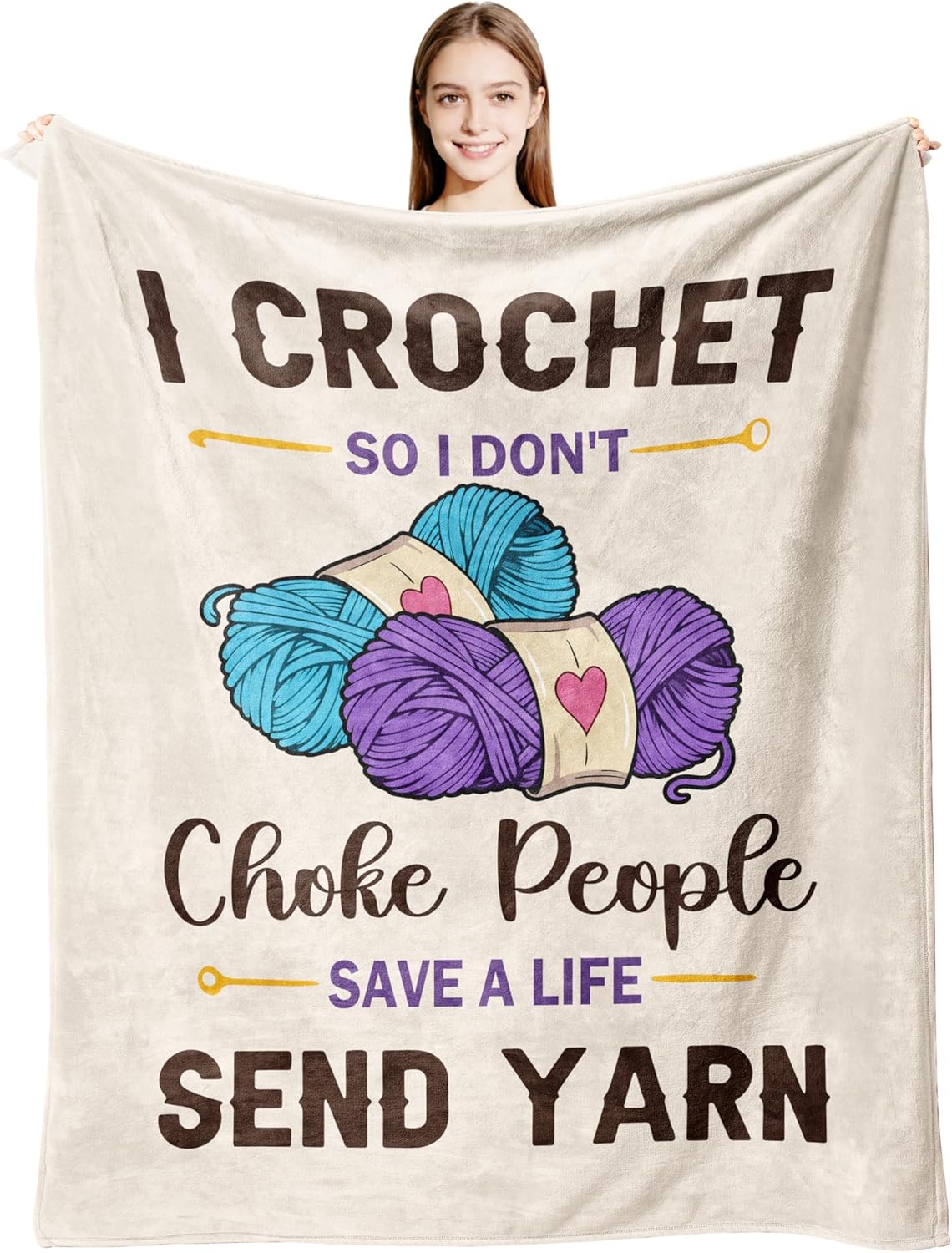 Xutapy Crochet Gifts Blanket 60’’X50’’, Crochet Accessories/Stuff Gift for Crocheters Knitters Women, Christmas Birthday Present for Knitting Crafter, Funny Crocheting Throw