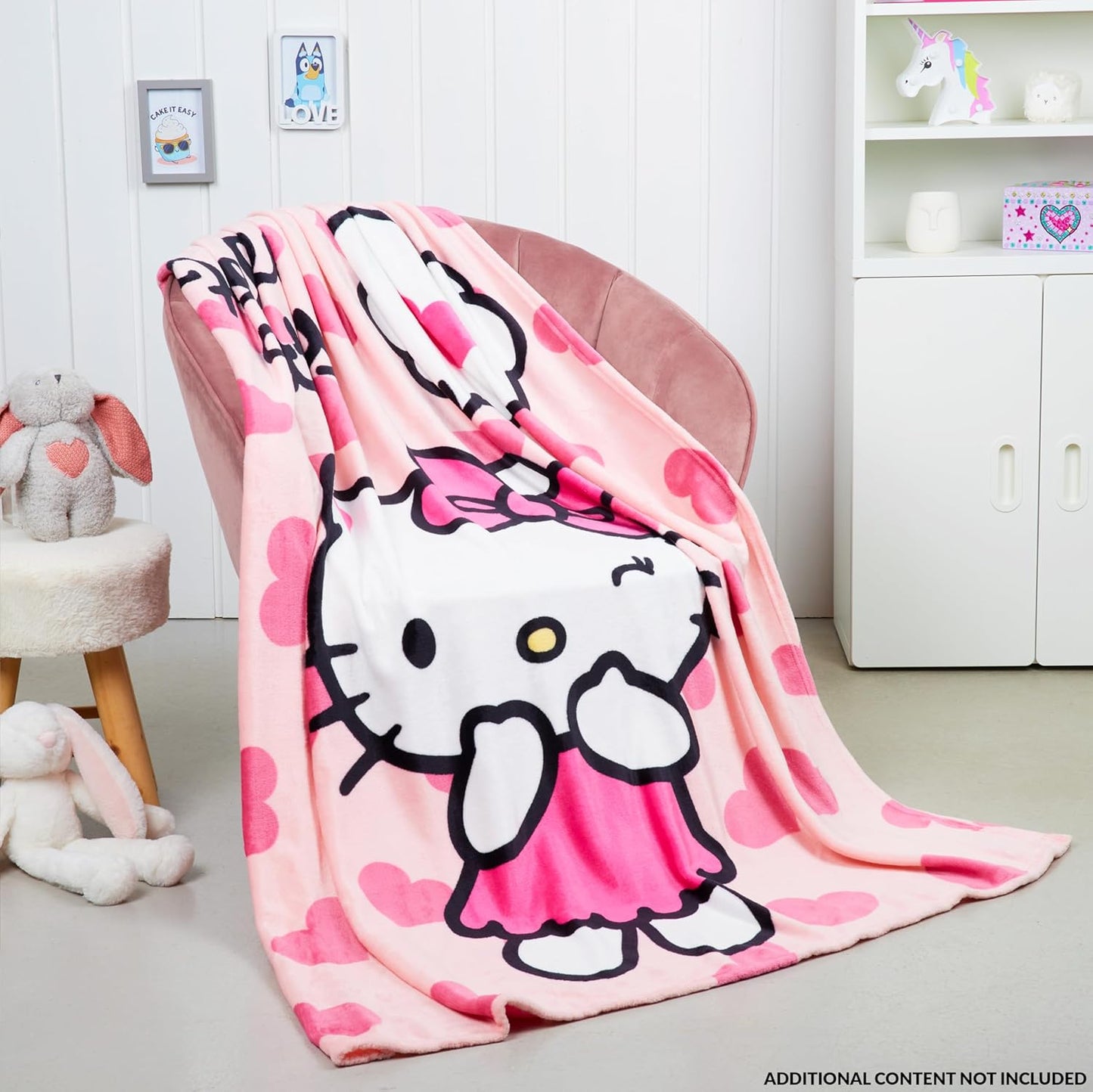 Hello Kitty Sanrio Fleece Throw Blanket, 59x51in, Cinnamoroll Soft Bedding, Bed Decor, Room Decor, Kawaii Gifts for Women (Pink Hello Kitty)