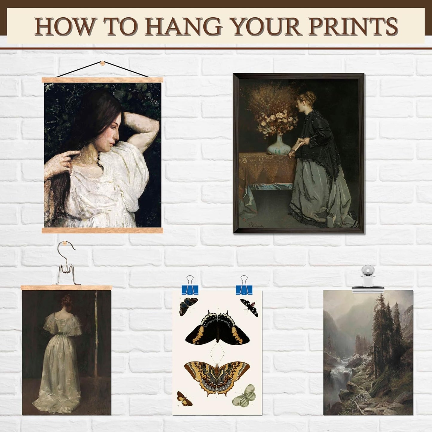 LANCHI95 15 PCS Vintage Art Prints - Victorian Gothic Wall Art Prints, Vintage Posters for Room, Moody gallery wall art, Wall Print for Bedroom, Vintage French Country Botanical Painting (UNFRAMED)