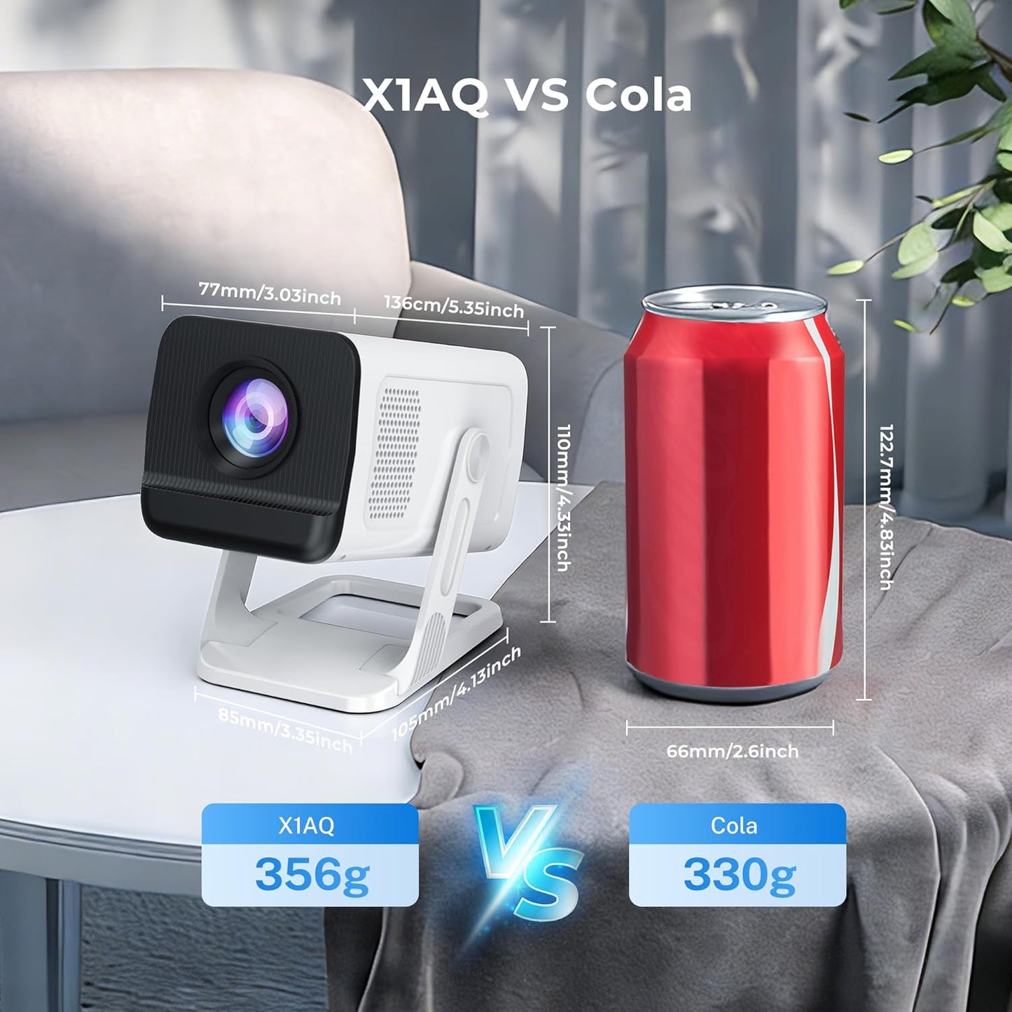 Mini Portable Projector for Bedroom with WiFi and Bi-directional Bluetooth 1080P 4K Support Smart Android 14 OS Auto Keystone Compatible with Netflix, YouTube, Prime Video, Disney+