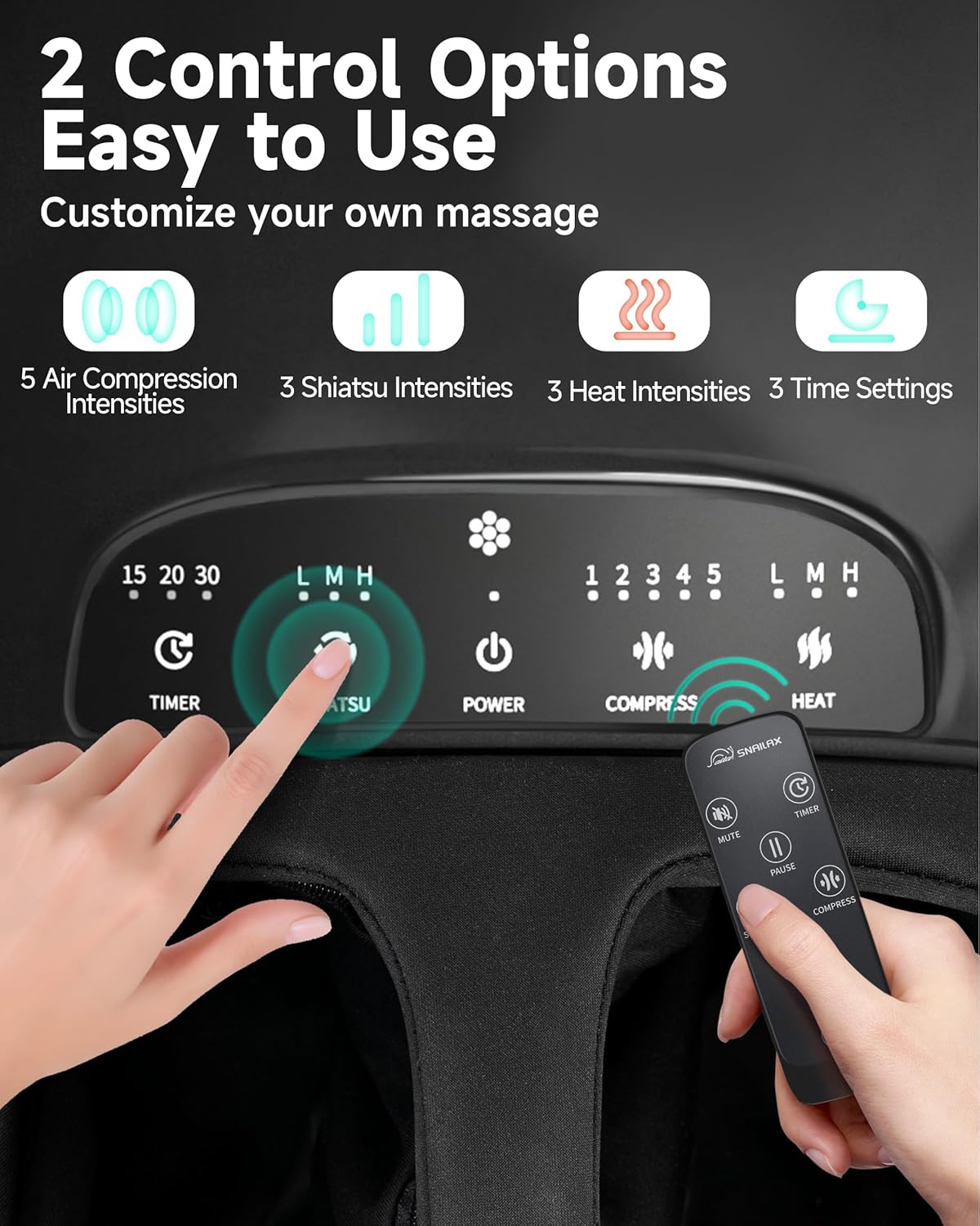 Snailax Shiatsu Foot Massager Plantar Fasciitis Neuropathy,Feet Massage Machine with Heat,Kneading,Rolling,Scratch,Remote Control,Feet Warmer/Heater