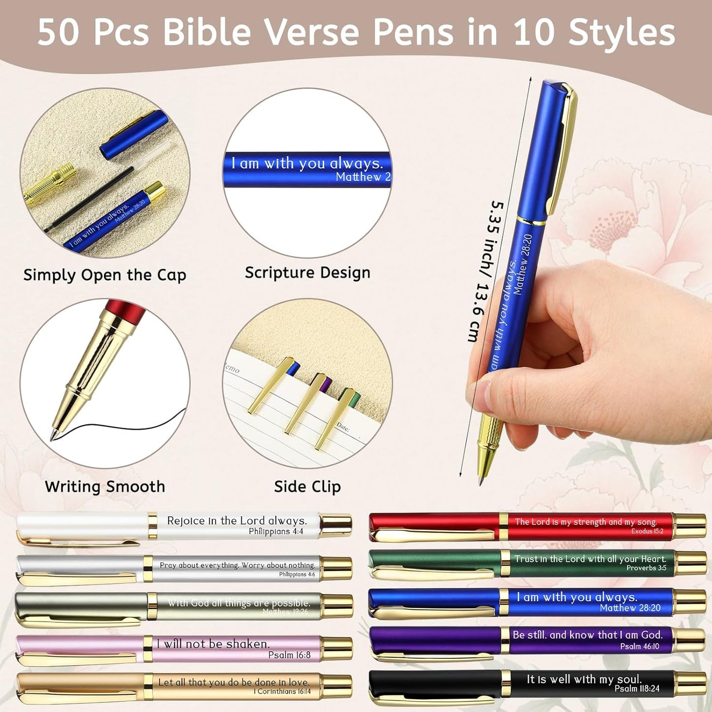 Spakon 50 Sets Christian Gifts for Women, Leather Christian Bookmarks Inspirational Religious Pens Motivational Scripture Bible Verse Bookmarks with Bag for Sunday School Church Teacher Employee Team