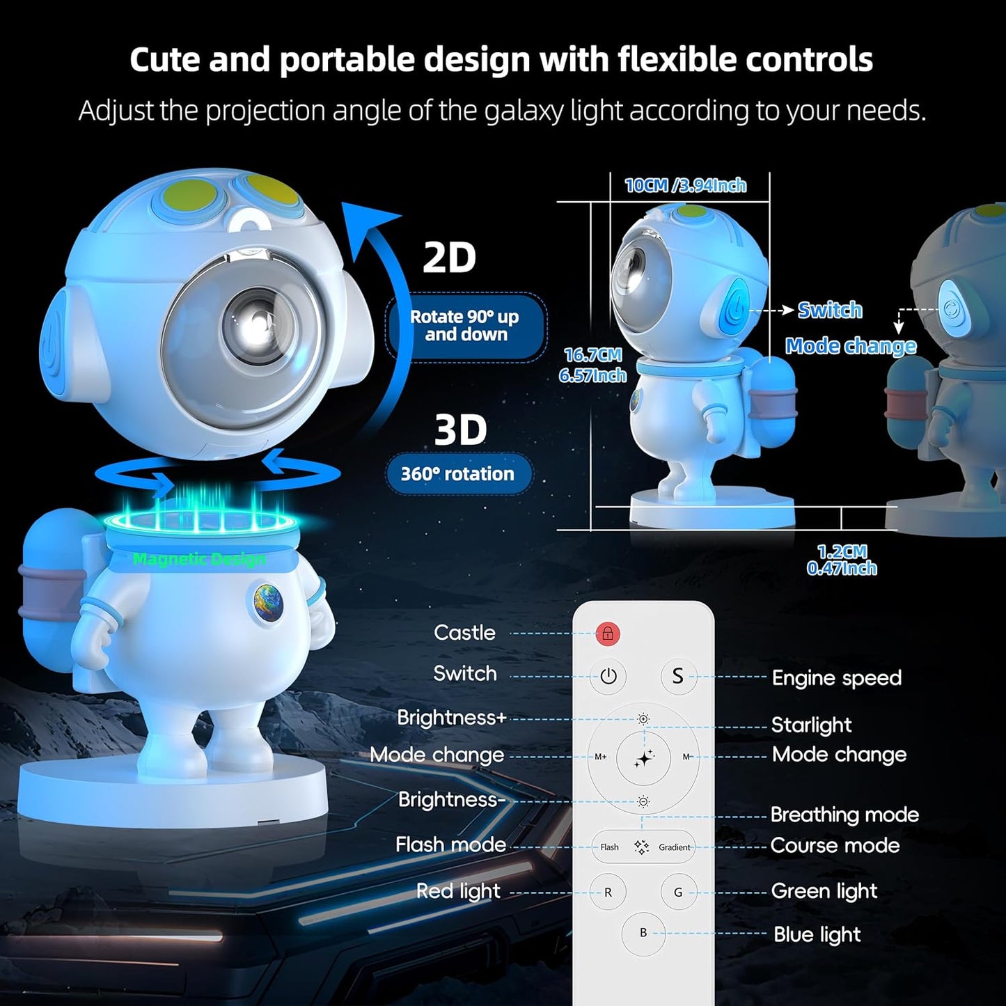 Astronaut Galaxy Projector Night Light with APP & Remote Control - 8 Color Nebula Star Projector for Bedroom, Kids Room, and Relaxation - Birthday Gift for Space Lovers of All Ages