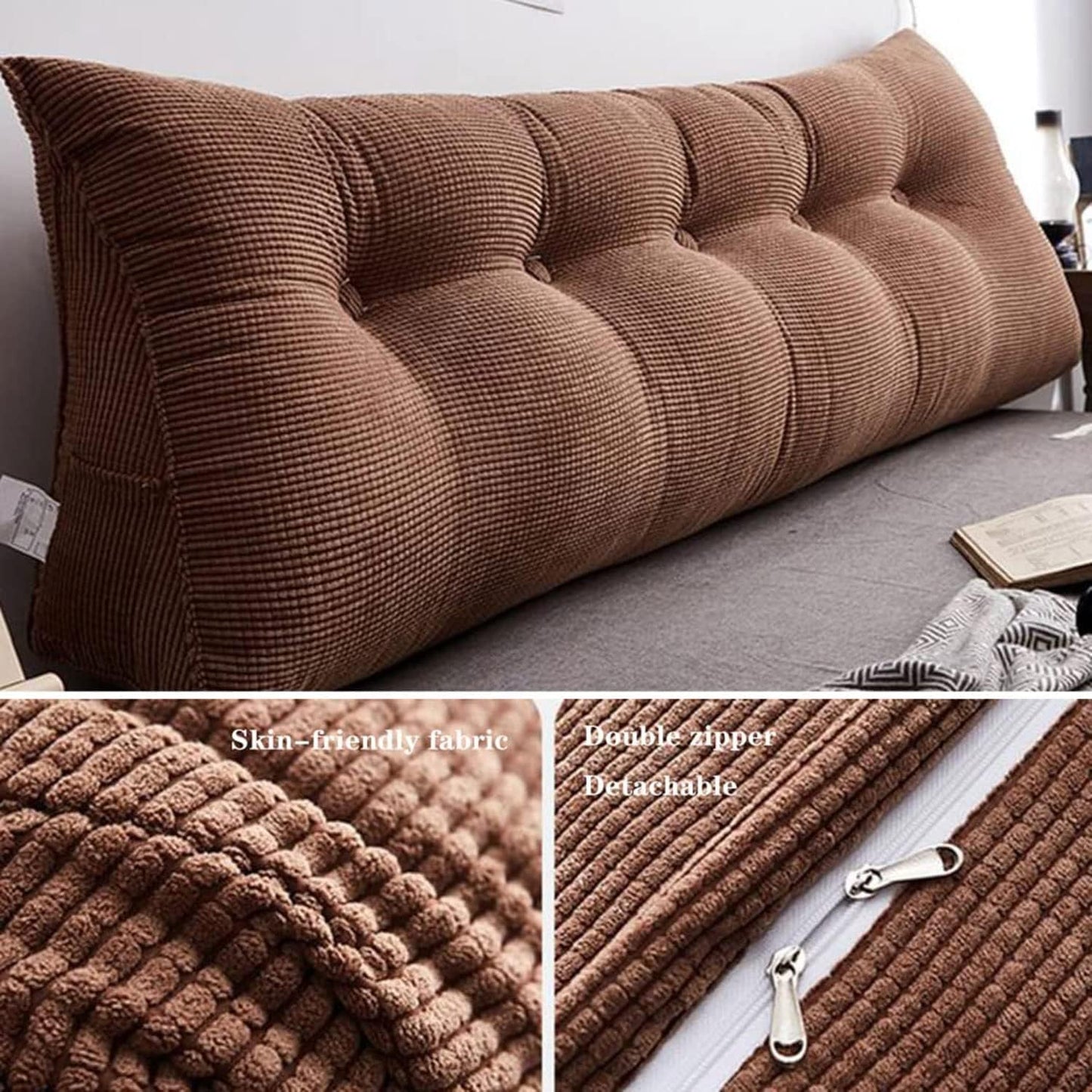 Large Headboard Backrest Triangular Reading Pillow Positioning Support Wedge Pillow for Bed Bolster Sofa Tatami Removable(Size:180x25x50cm(70x9.8x19.6),Color:C)